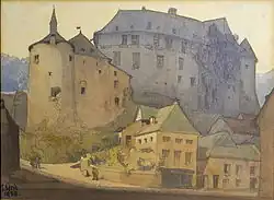 Состен Вайс. Замок Клерво.  Акварель. (1938)