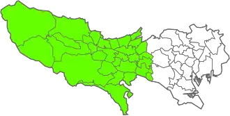 Западный Токио (зеленый) в префектуре Токио