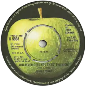 Обложка сингла Джон Леннон «Whatever Gets You thru the Night» ()