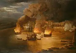Атака на корабли в Триполи. Холст, масло. Королевская коллекция, Великобритания