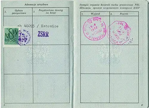 На паспортном вкладыше (1972, 200 злотых)