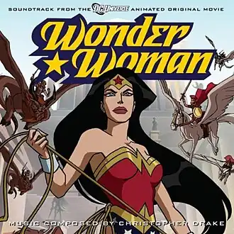 Обложка альбома Кристофер Дрейк «Wonder Woman:Soundtrack from the DC Universe Animated Original MovieWonder Woman - Soundtrack to the Animated Original Movie (неопр.). Дата обращения: 30 мая 2014. Архивировано из оригинала 31 мая 2014 года.Wonder Woman (Soundtrack to the Animated Movie) (неопр.). Дата обращения: 30 мая 2014. Архивировано 6 января 2015 года.» ()