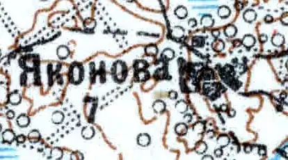 Деревня Яконово на карте 1926 года