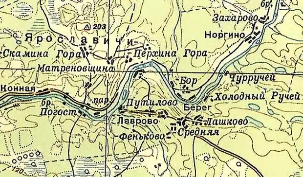 Деревня Чурручей на карте 1940 года
