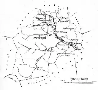 Карта Юговского района в 1928 году