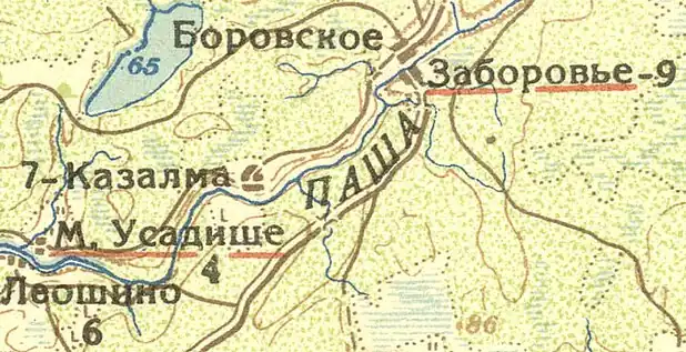 Деревня Казалма на карте 1932 года