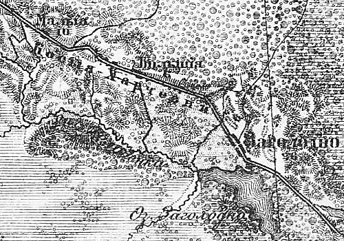 Деревня Косые Харчевни на карте 1917 года