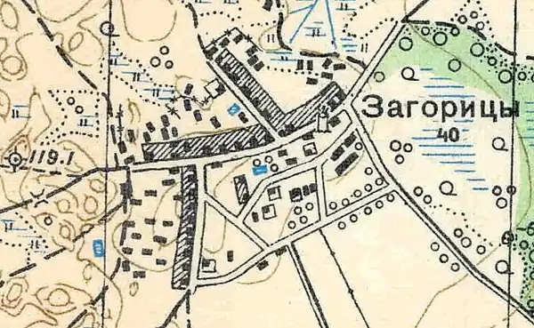 План деревни Загорицы. 1938 год