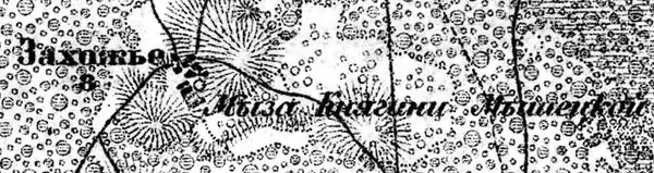 Деревня Захожи на карте 1917 года