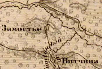 Деревня Замостье на карте 1863 года