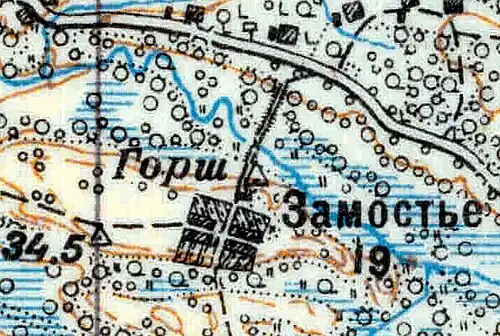 Деревня Замостье на карте 1926 года