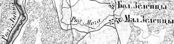 Деревни Зеленцы на карте 1872 года