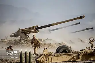 Гаубицы HM-41 во время учений «Зульфикар 1400».