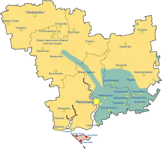 Николаевская область:
 подконтрольная Украине
 возвращена под контроль Украины 
 оккупированная Россией