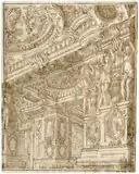 Декоративный интерьер. Бумага, тушь, перо, кисть. Университетская библиотека, Лейден