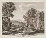 Аркадский пейзаж с Меркурием, Аргусом и Ио. По оригиналу К. Лоррена. 1771. Офорт из серии «Кабинет герцога Шуазеля».