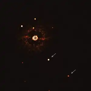 TYC 8998-760-1 и вращающиеся вокруг неё экзопланеты газовые гиганты TYC 8998-760-1 b и TYC 8998-760-1 c