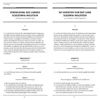 Первая страница конституция федеральной земли Шлезвиг-Гольштейн в редакции от 2 декабря 2014 года на немецком и нижненемецком языках